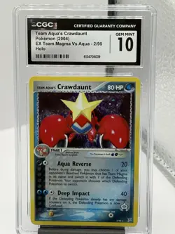 2004 Pokemon Team Aqua's Crawdaunt Holo Rare Team Magma Vs Aqua 2/95 CGC 10 GEM - Image 1