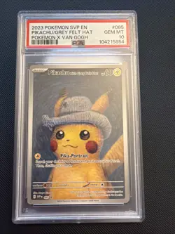 2023 Pokemon SVP En Pokemon X Van Gogh #085 Pikachu Grey Felt Hat PSA 10 - Image 1