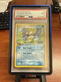 Pokemon Vaporeon Reverse Holo Unseen Forces 19/115 PSA 9 - Image 1