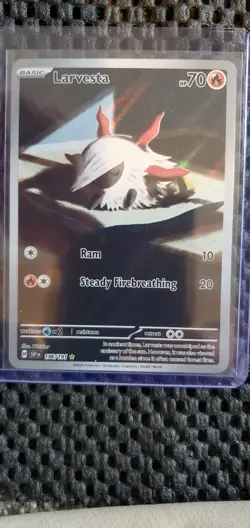 Larvesta 196/191 Sv08: 2024 Pokemon Surging Sparks Holo - Full Art - Image 1