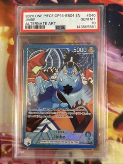 PSA 10 Jinbe Alternate Art Leader OP14-040 One Piece OP14 EB04 Alt Art GEM MT - Image 1