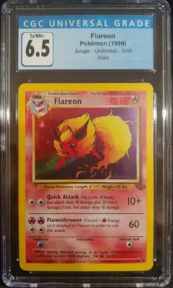 Flareon 3/64 Jungle Unlimited Holo Rare CGC 6.5 Ex/NM+ Pokemon TCG - Image 1