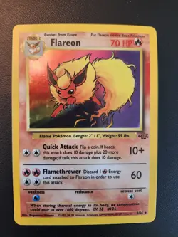 Wizards Pokemon TCG Flareon 3/64 Jungle Holo Rare Unlimited English 1999 - Image 1
