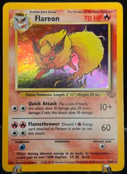 Flareon Jungle 3/64 Unlimited Holo Rare Vintage Pokemon TCG - HP - Image 1