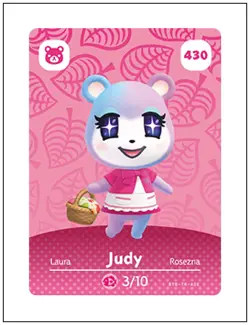 430 Judy, Animal Crossing Amiibo Card - Series 5, Authentic, NM - Image 1