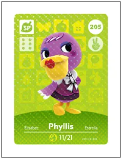 205 Phyllis, Animal Crossing Amiibo Card - Series 3, Authentic, NM - Image 1