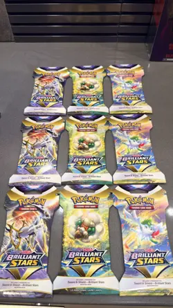 Pokemon Cards Sword & Shield brilliant stars Booster Pack Set x9 Packs - Image 1