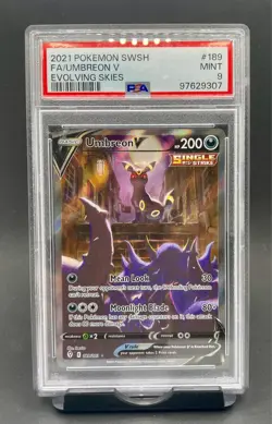 PSA 9 Umbreon V #189 Alternate Full Art 2021 Pokemon SwSh Evolving Skies MINT - Image 1
