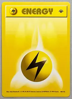 Pokemon 1st EDITION Shadowless Lightning Energy #100/102 - 1999 Base Set - NM - Image 1