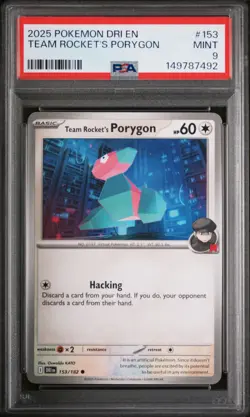 2025 POKEMON DRI EN-DESTINED RIVALS #153 TEAM ROCKET'S PORYGON PSA 9 - Image 1