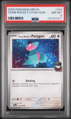 2025 POKEMON DRI EN-DESTINED RIVALS #153 TEAM ROCKET'S PORYGON PSA 8 - Image 1