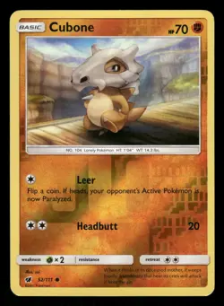 Cubone 52/111 NM Common Reverse Holo Crimson Invasion 2017 Pokemon TCG - Image 1