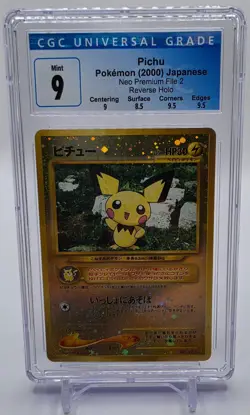 Pokemon Pichu Neo 2 Japanese Reverse Holo Promo #172 CGC 9 Mint - Image 1