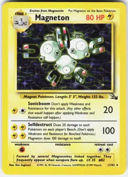 Pokemon Magneton 11/62 Rare Fossil Pokemon Unlimited Holo Near Mint - Image 1