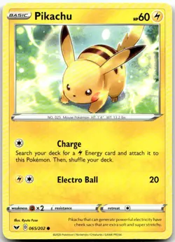 Pikachu 065/202 Common Sword & Shield Pokemon Near Mint - Image 1