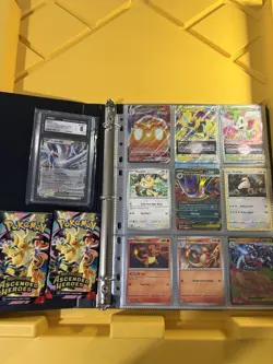Binder W/81 Nm Singles A Slab And 2 Ascended Heroes Sealed Pokemon Packs - Image 1