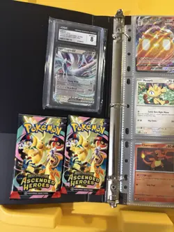Binder W/81 Nm Singles A Slab And 2 Ascended Heroes Sealed Pokemon Packs - Image 3