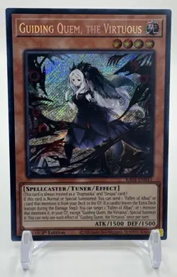 Yugioh Guiding Quem, the Virtuous RA04-EN043 1st Edition Secret Rare LP - Image 1