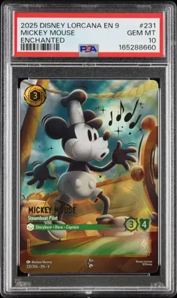 Disney Lorcana Mickey Mouse Steamboat Pilot Enchanted Fabled PSA 10 Gem Mint - Image 1