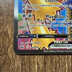 Pokemon TCG Chilling Reign Blaziken VMAX Alternate Art Card 201/198 Rare - Image 3