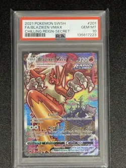 PSA 10 Blaziken VMAX 201/198 Alternate Art 2021 SWSH Chilling Reign Pokemon Card - Image 1