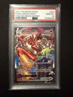 PSA 10 Blaziken VMAX 201/198 Alternate Art 2021 SWSH Chilling Reign Pokemon Card - Image 1