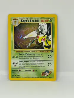 2 Card Pokemon Holo Lot—Gyarados Base Set 7/102 & Koga’s Beedrill 9/132 LP - Image 3