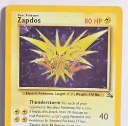 Zapdos 15/62 Holo Rare Fossil Unlimited Vintage Pokemon TCG WOTC Card MP-LP - Image 2