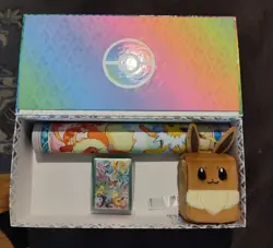Prismatic Evolutions SPC Eevee Deck Box Sleeves And Play Mat -NO Cards see desc - Image 1