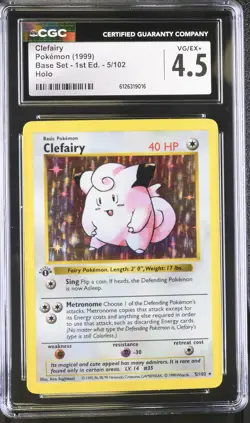 CGC 4.5 Clefairy 1999 Base Set 1st Edition Shadowless 5/102 Holo Pokemon Card - Image 1