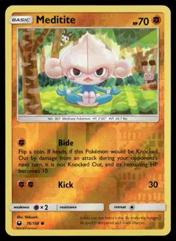 Meditite 76/168 Common Celestial Storm Pokemon Reverse Holo NM/M - Image 1