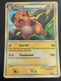 Raichu 30/30 HOLO Pokemon HGSS Trainers Kit: Gyarados & Raichu 2010 - Image 1