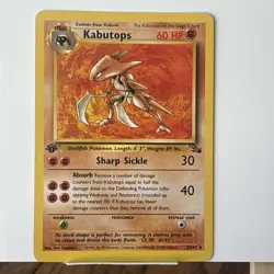 Fossil Rare Kabutops 24/62 EN 1999 1st Edition Vintage WOTC Pokemon - Image 1