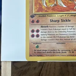 Fossil Rare Kabutops 24/62 EN 1999 1st Edition Vintage WOTC Pokemon - Image 5