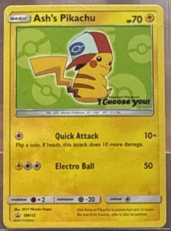 Ash's Pikachu SM112 Sun & Moon Black Star Promo Pokemon TCG - Image 1