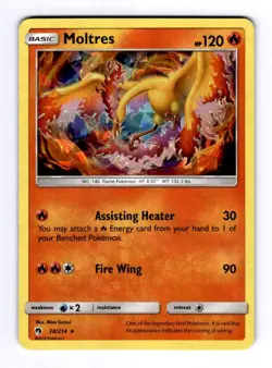 Moltres SM - Lost Thunder #038 (2018) Holo Rare Cracked Ice NM Pokemon - Image 1