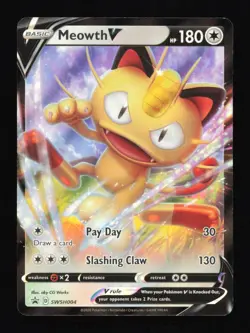 Pokemon Meowth V SWSH004 Holo Promo Sword & Shield Promo Near Mint - Image 1