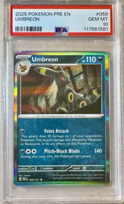 Pokemon TCG 2025 Prismatic Evolutions UMBREON 059/131 Holo Rare Graded PSA 10 - Image 1