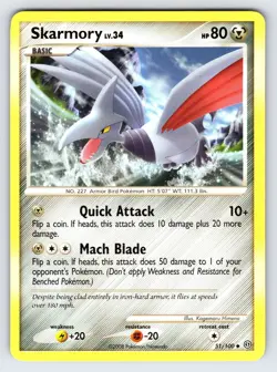 Skarmory 51/100 2008 Stormfront Set Pokemon Card TCG Nintendo Non Holo - Lp - Image 1