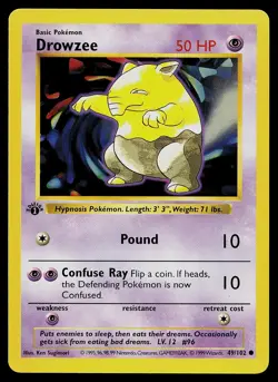 Pokemon Card - Drowzee Base Set Shadowless 49/102 1st Edition Common - Image 1