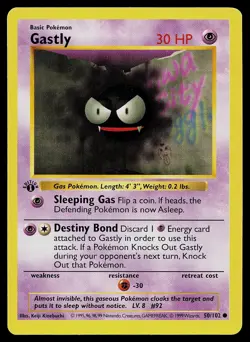 Pokemon Card - Gastly Base Set Shadowless 50/102 1st Edition Common - Image 1