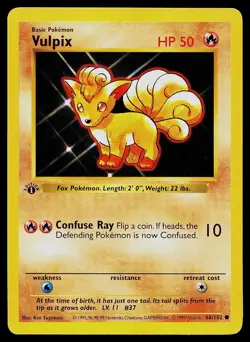 Pokemon Card - Vulpix Base Set Shadowless 68/102 1st Edition Common - Image 1