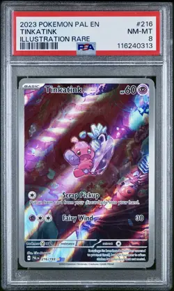 Pokemon TCG 2023 Paldea Evolved TINKATINK 216/193 Illustration Rare PSA 8 NM-MT - Image 1
