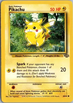 PIKACHU 60/64 COMMON JUNGLE POKEMON UNLIMITED MP - Image 1