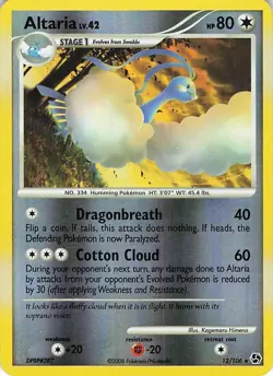 Pokemon Altaria 12/106 Diamond & Pearl Reverse Holo Rare Card - Image 1