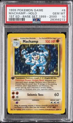 1999 POKEMON GAME 1ST EDITION-BASE SET 1999-2000 #8 MACHAMP-HOLO PSA 10 - Image 1