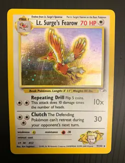 Pokemon TCG Lt. Surge's Fearow 007/132 Gym Heroes Holo Rare English - Image 1