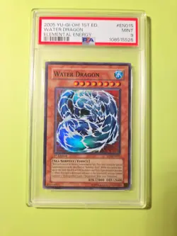 2005 YU-GI-OH! ELEMENTAL ENERGY 1ST EDITION Super Rare WATER DRAGON PSA 9 - Image 1