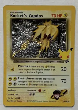 Pokemon Celebrations Rocket's Zapdos 15/132 Classic Collection Holo NM - Image 1
