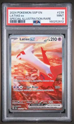 Pokemon Latias EX TCG Surging Sparks 239/191 Special Illustration Rare PSA 9 - Image 1